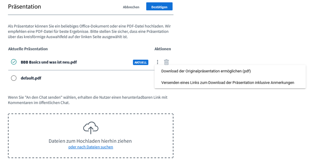Downloadmöglichkeiten der Präsentation