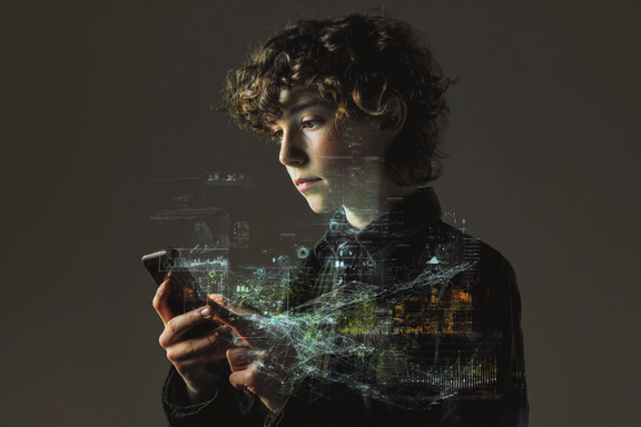 Ein Junge blickt in ein Smartphone