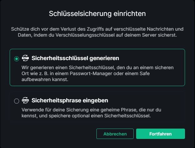 Schlüsselsicherung einrichten
