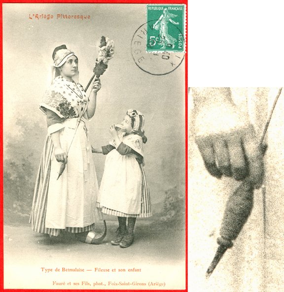 France, Bethmale, woman spinning
