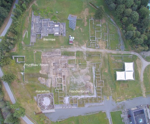 Luftbild des Stadtzentrums von Aguntum