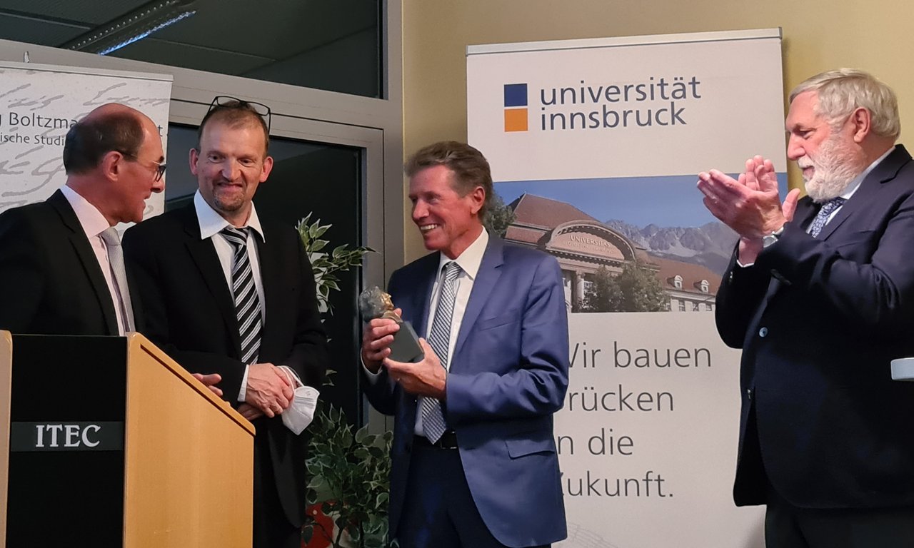 OStD Dr. Hartmut Loos (DAV Ehrenvorsitzender DAV), Univ.-Prof. Dr. Wolfgang Kofler (Universität Innsbruck), BM a.D. em. o. Univ.-Prof. Dr. Karlheinz Töchterle, EU-Kommissar a.D. Dr. Franz Fischler