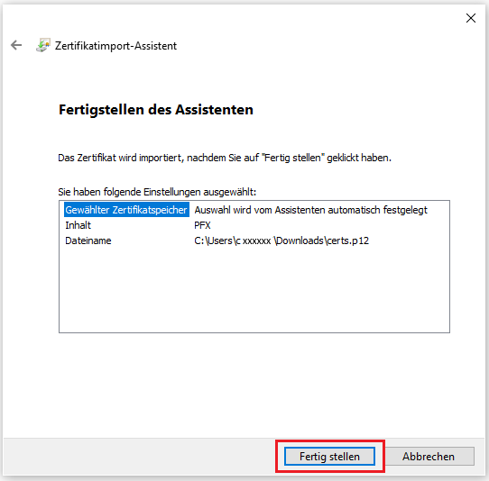 Installation persoenliches Zertifikat 5
