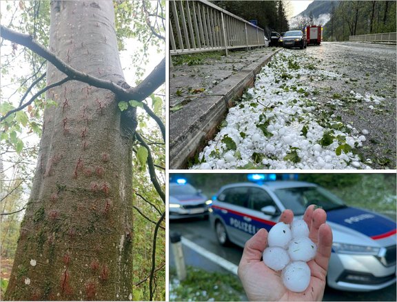 Montage of hailstones photos