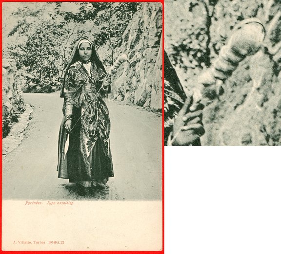 France, Pyrenees, woman spinning