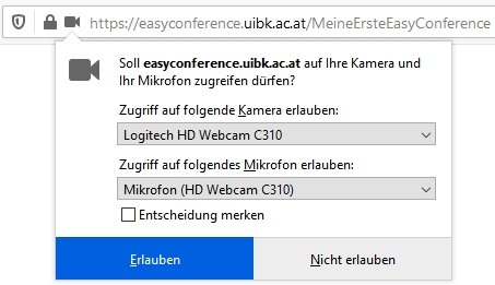 Popup Kamera und Videoeinstellungen wenn Anwednung geöffnet wird