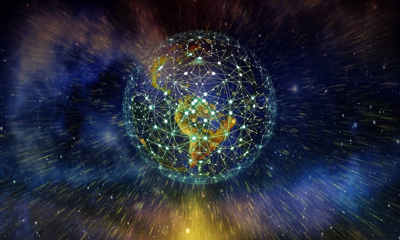 Ein Globus umgeben von einem Netz