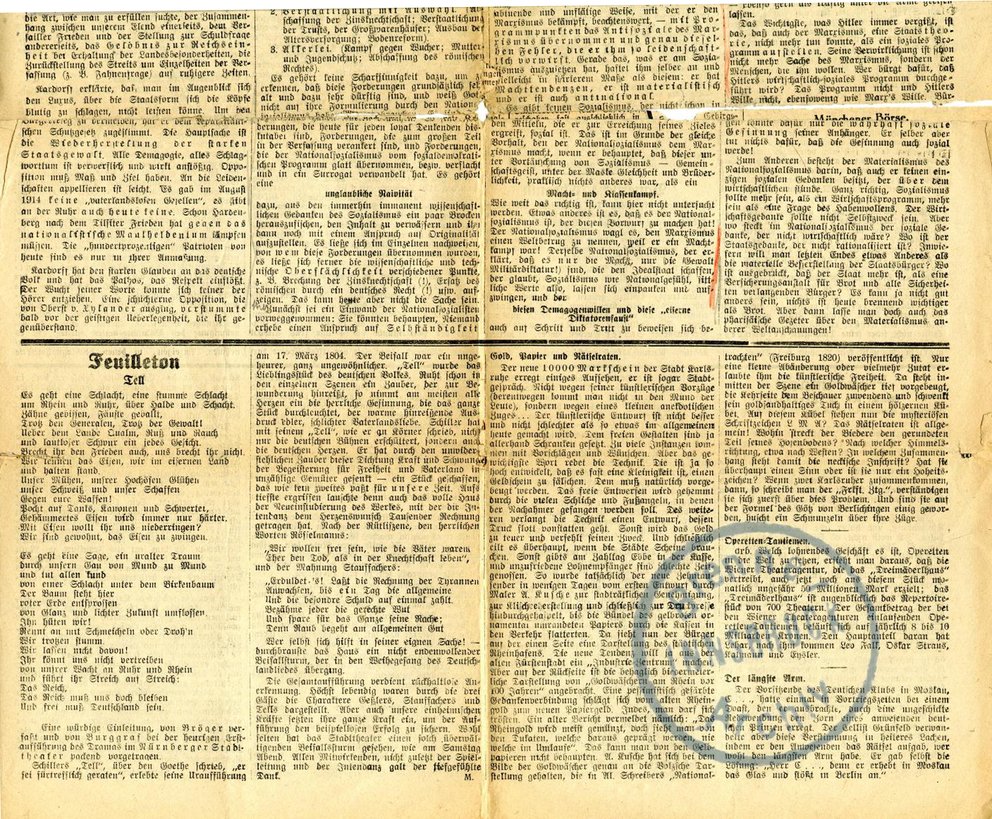 Nürnberger Anzeiger. Nürnberger Morgen-Zeitung. Organ für Vertretung aller freiheitlichen Volks-Interessen. Dienstag, 27. März 1923, 1–2 (Leitartikel)