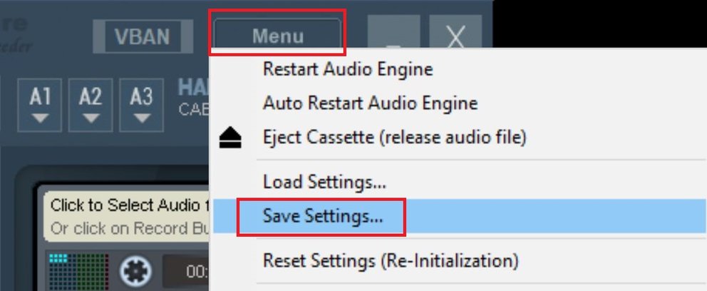 Voicemeeter Einstellungen Speichern