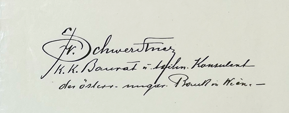 Unterschrift von Viktor Schwerdtner, technischer Konsulent der Bank, 1904–1908. © OeNB/Bankhistorisches Archiv