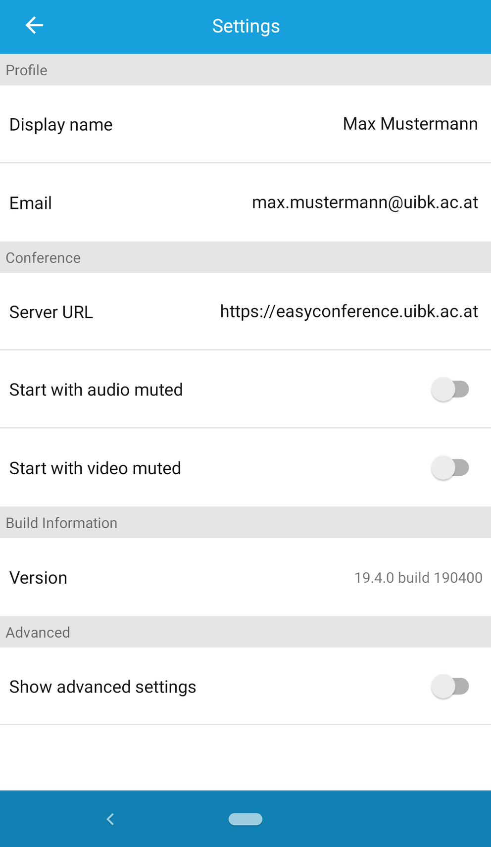 Servereinstellungen Mobile Devices