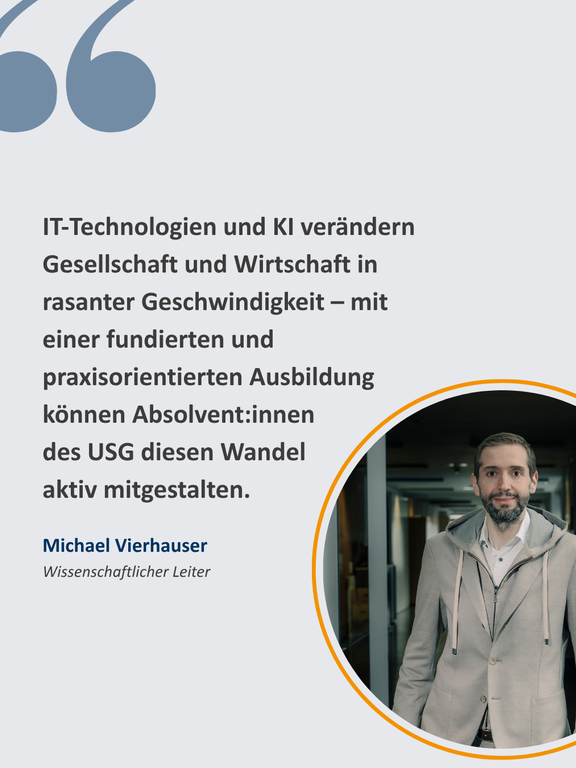 Portrait Bild von Michael Vierhauser mit Zitat