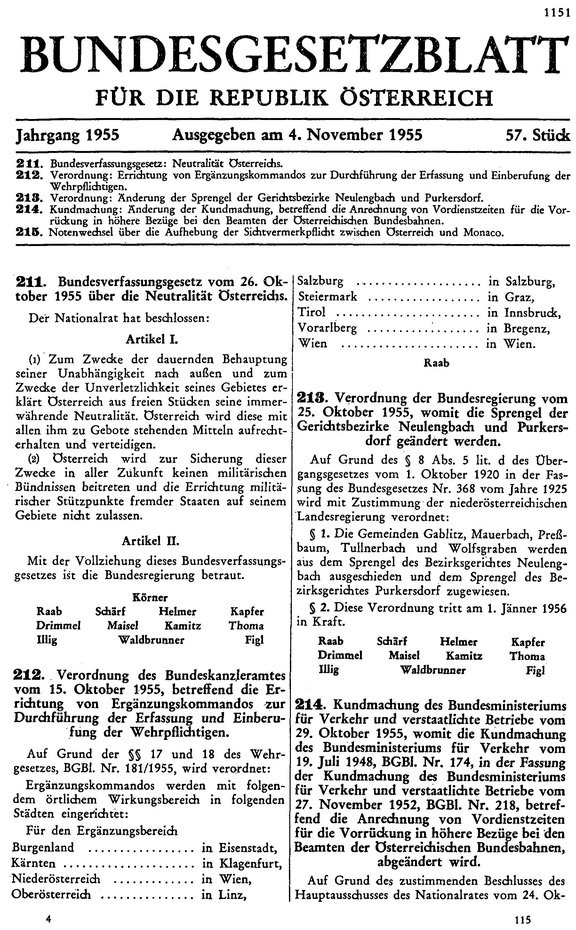 Bundesgesetzblatt für die Republik Österreich 1955