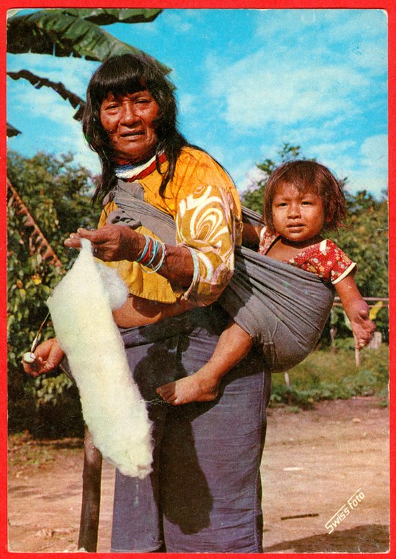 Peru, Jivaro woman spinning