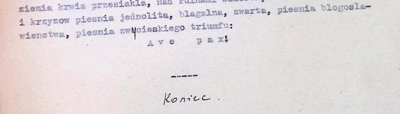 Letzte Seite des polnischen Originaltyposkripts aus den Jahren 1945/46