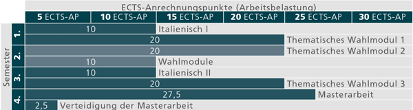 Empfohlener Studienverlau für das Masterstudium Italienisch