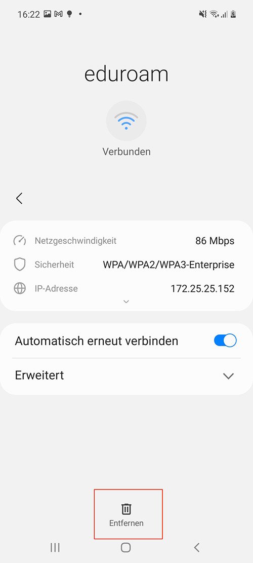 Android WLAN löschen