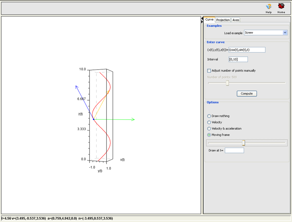 Parametrised curves in space