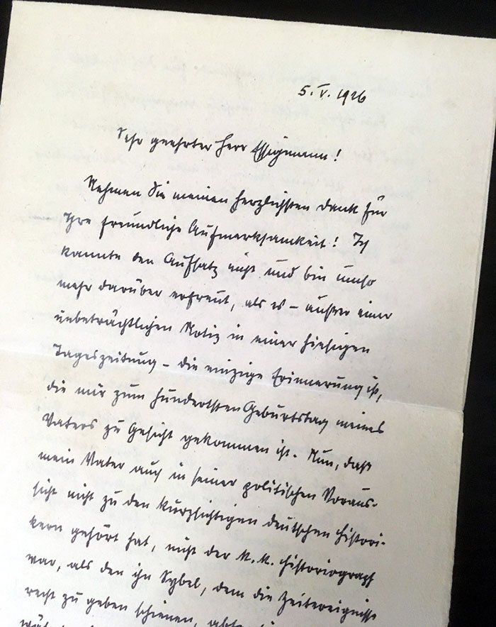 Brief,  Ludwig v. Ficker an Alois Essigmann, 5.5.1926