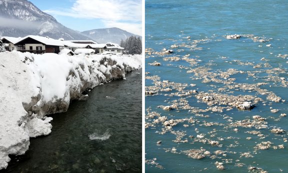 In Tirol wird Räumschnee – oft auch mit Salz, Staub, Gummi und anderen Fremdstoffen – direkt in größeren Flüssen entsorgt. In vielen Ortschaften und entlang von Straßen wird Räumschnee üblicherweise an die Bachufer geräumt und gelangt bei Schneeschme