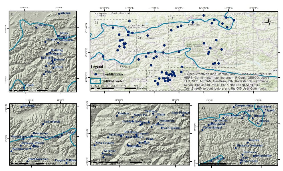 Shafieiganjeh_etal_Geographical distribution of landslide dams involved in the Eastern-Alps database