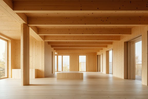 Innenraum eines Holzhauses