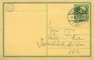 "diverse" an Ludwig von Ficker, Postkarte (20.11.1913)