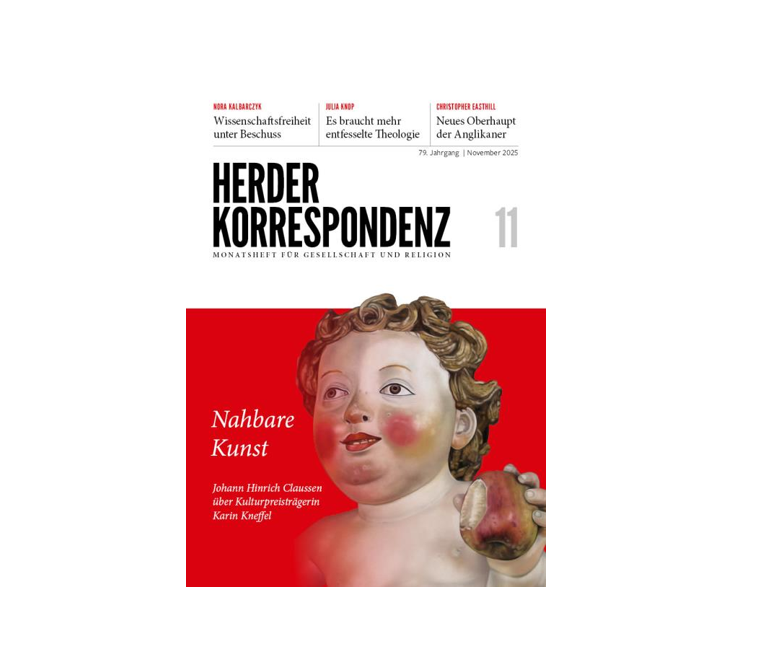 Auf dem Bild ist die Titelseite der Herder Korrespondenz (Ausgabe November 2025) zu sehen.