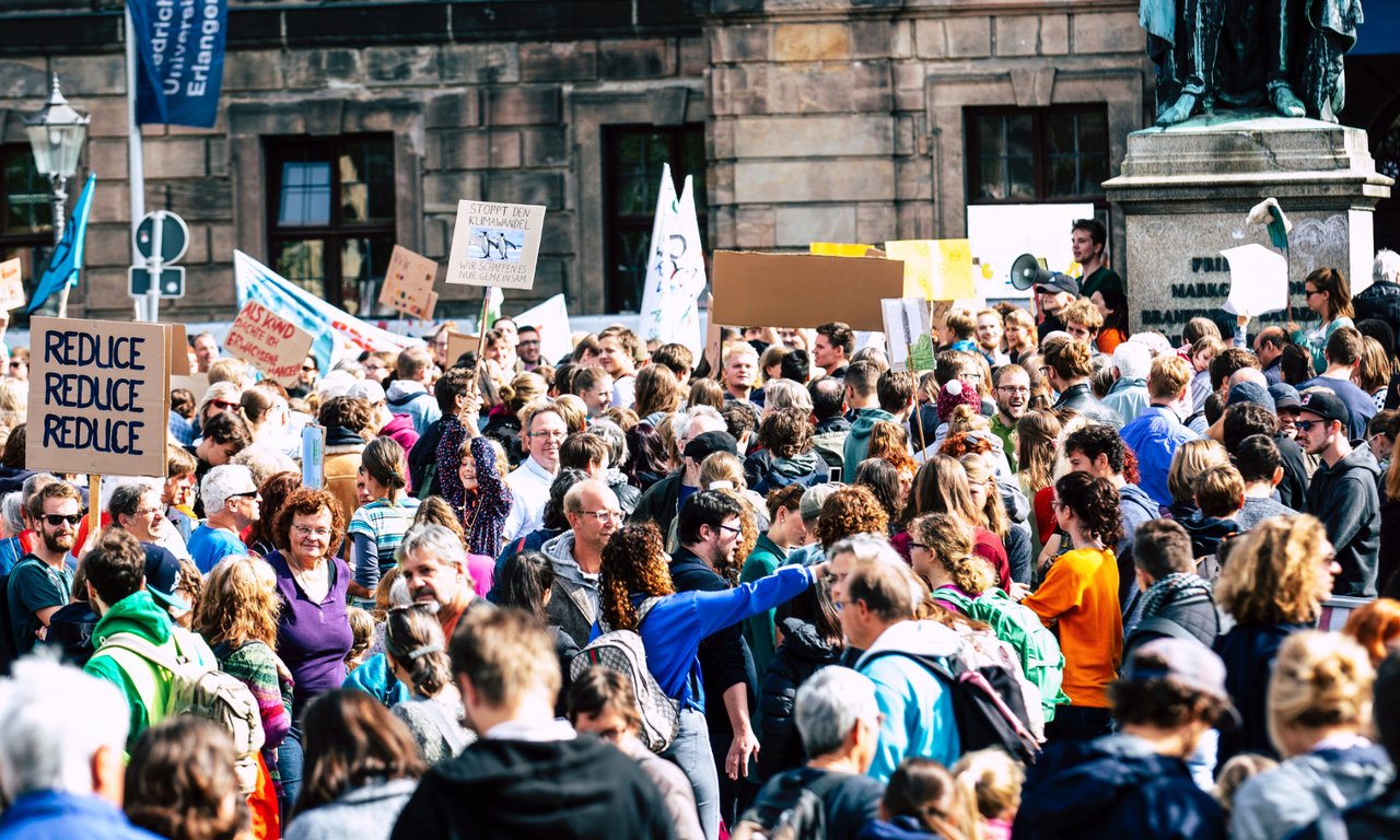 People at a demonstration.