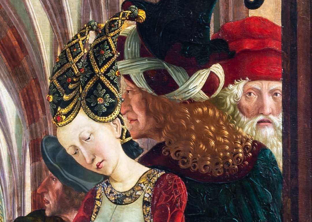 Fotografie des Bildnisses "Christus und die Ehebrecherin" von Michael Pacher