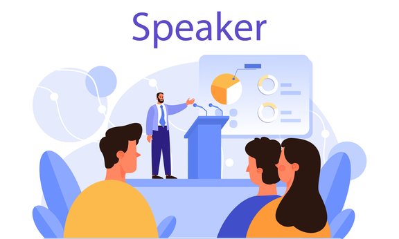 Mann mit Atom-Symbol auf Bildschirm, flaches Design, symbolisiert abstrakte Konzepte der Quantenphysik