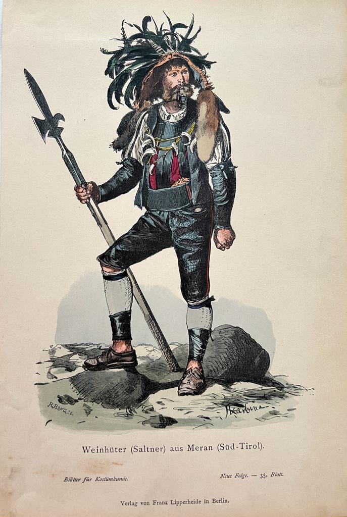 Aquarell: Weinhüter (Saltner) aus Meran