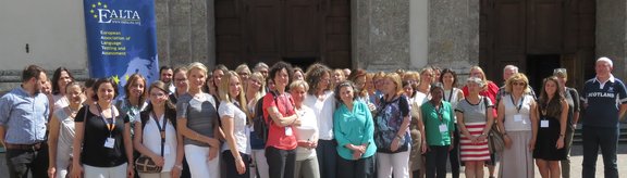 EALTA Summer School participants group picture in front of University of Innsbruck