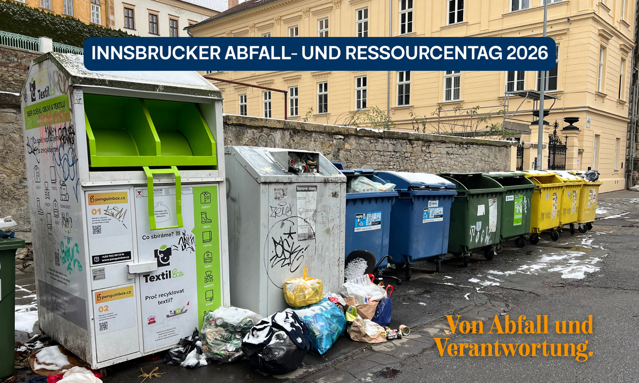 Symbolbild von Abfall (volle Tonnen, umgeben von Müll)