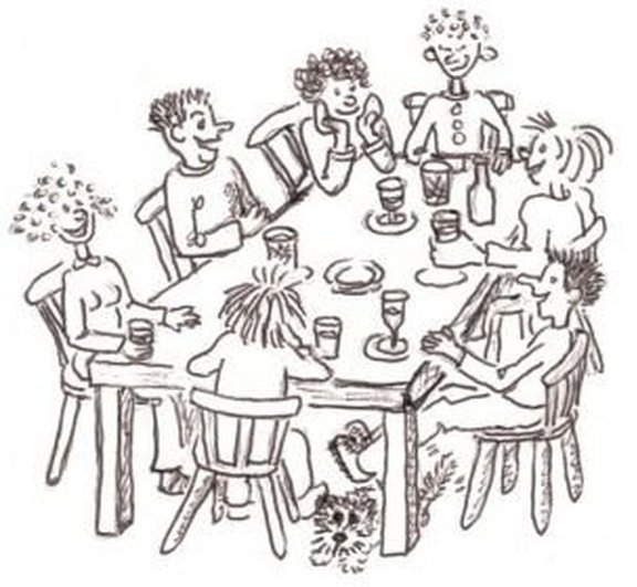 Zeichnung gesellige Runde