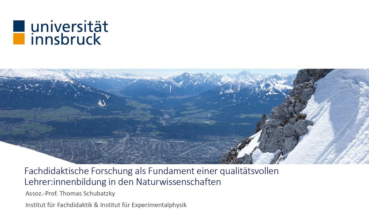Titelfolie Vortrag "Fachdidaktische Forschung als Fundament einer qualitätvollen Lehrer:innenbildung in den Naturwissenschaften"