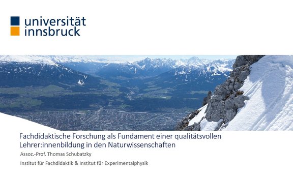 Titelfolie Vortrag "Fachdidaktische Forschung als Fundament einer qualitätvollen Lehrer:innenbildung in den Naturwissenschaften"