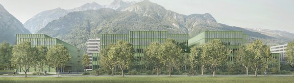 Visualierung des Hauses der Physik in Innsbruck von Süden