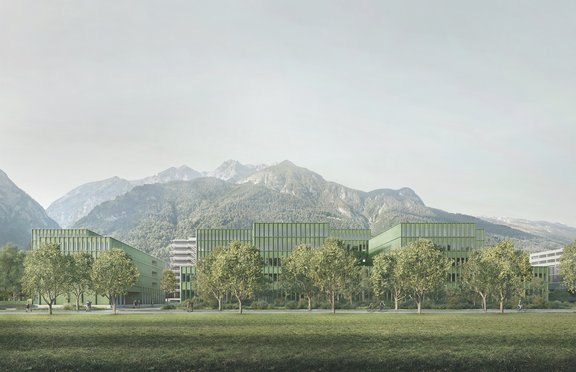 Visualierung des Hauses der Physik in Innsbruck von Süden