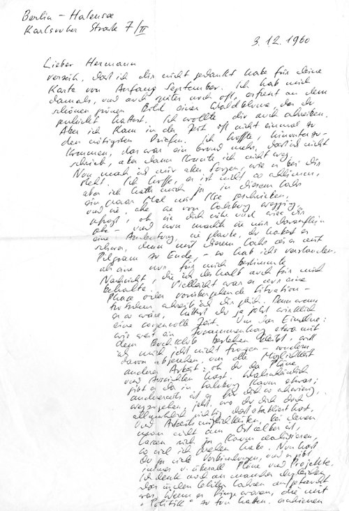 Franz Tumler an Hermann Stuppäck, Brief vom 3.12.1960
