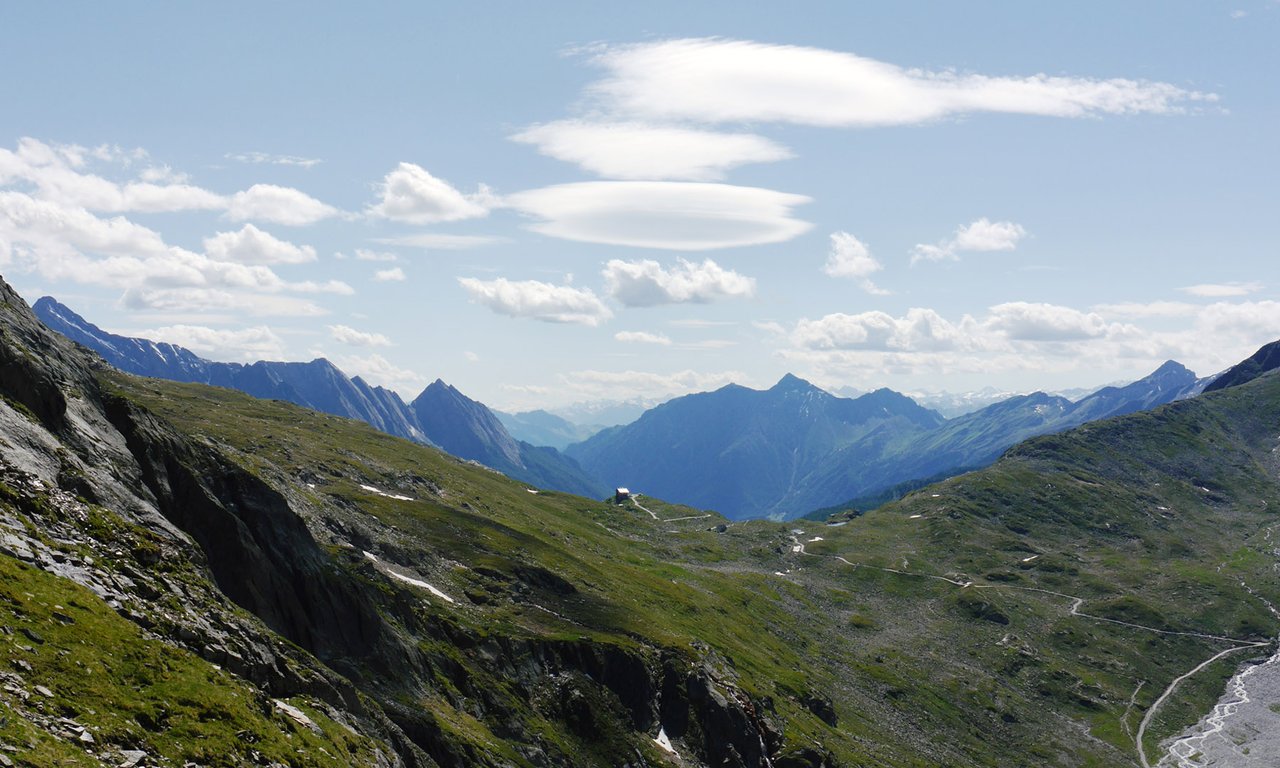 Aussicht vom Pfitscherjoch in das Pfitschertal.