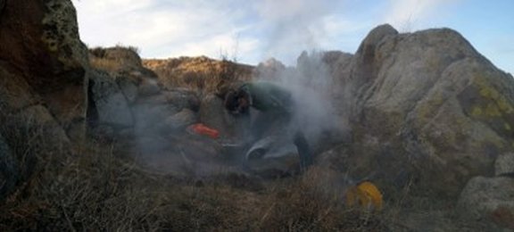 sampling for rock surface dating, Dali site, Kasachsthan