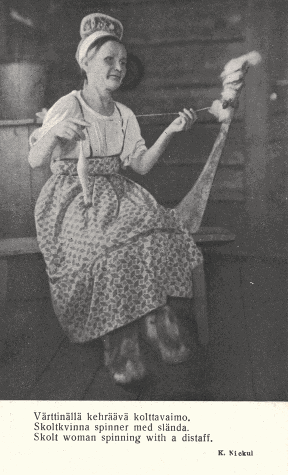 Finnland, spinnende Skoltsamin
