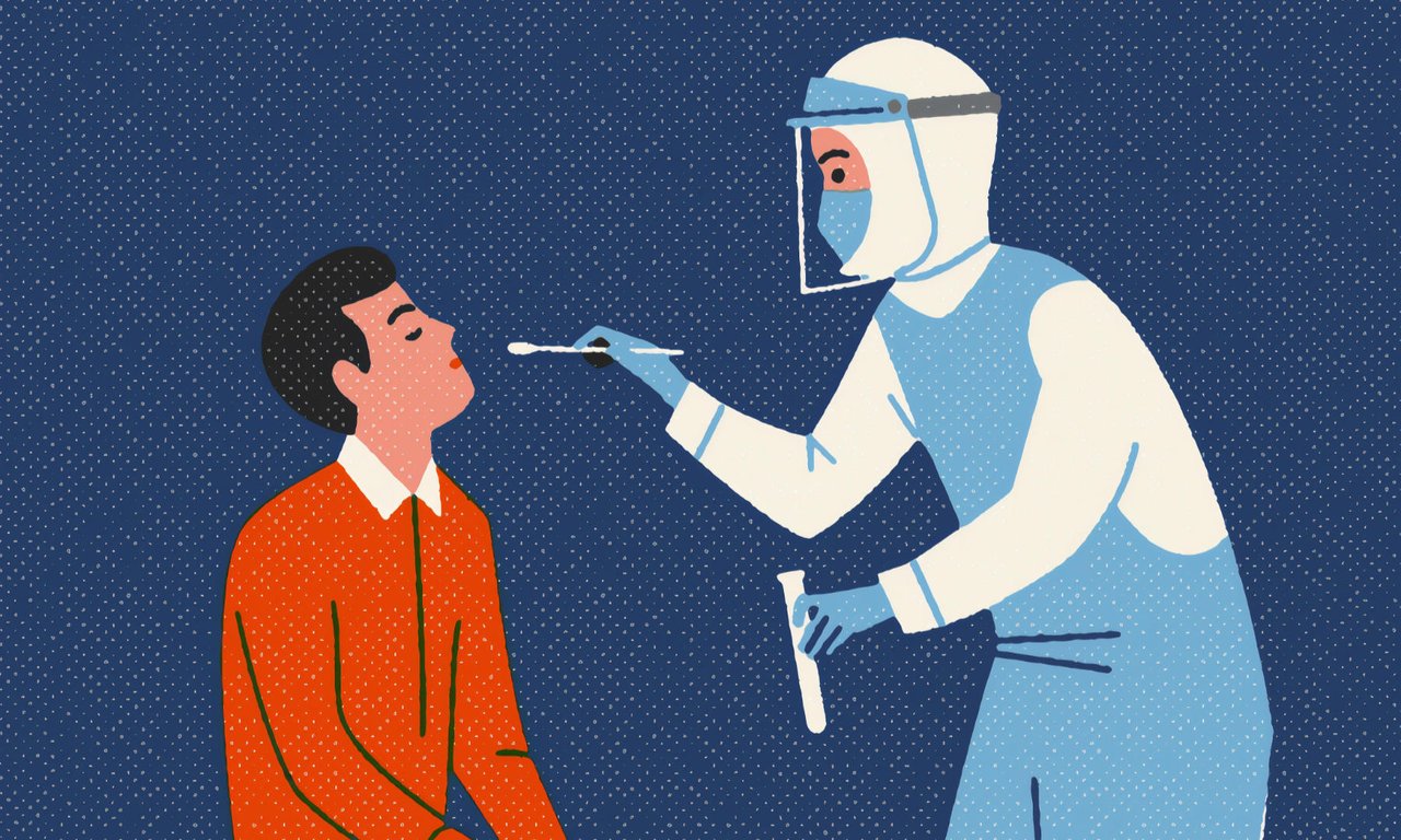Illustration eines Rachenabstrichs