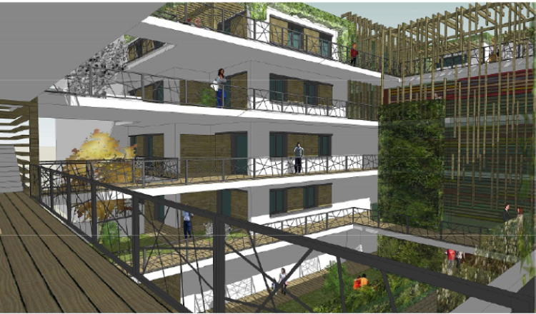 Visualisierung des Innenhofs des geplanten Wohnbauprojekts in Avignon