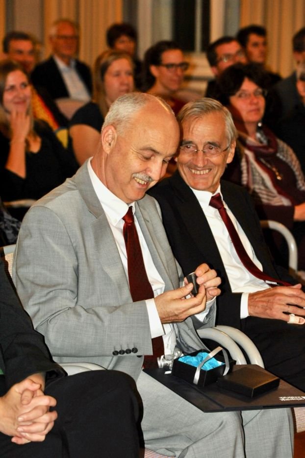 v.l.n.r. Wolfgang Palaver und Rektor Tilmann Märk