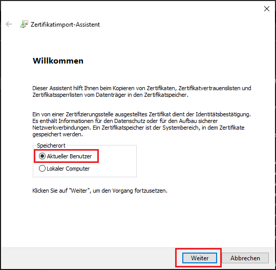 Installation persoenliches Zertifikat 1