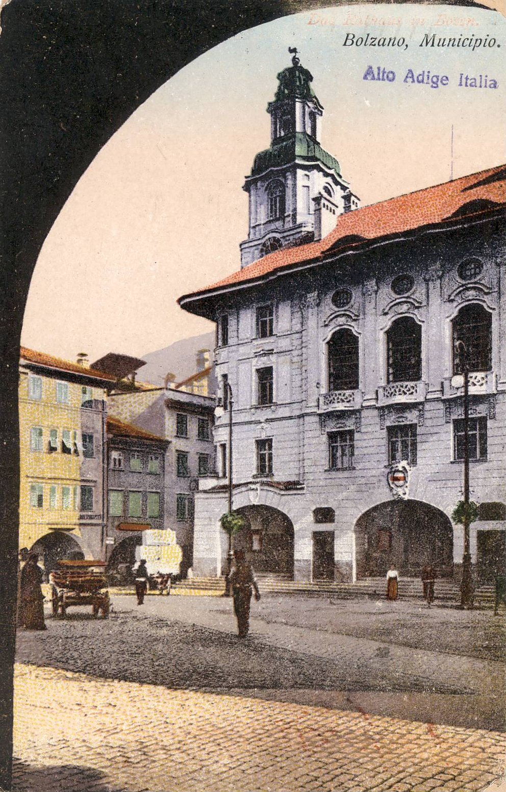 Postkarte Abbildung das neue Rathaus Bozen, 1907