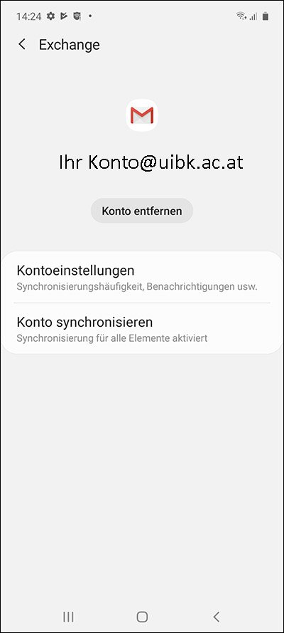Kontoeinstellungen Synchronisierung