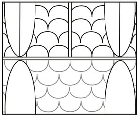A3/B1/C1b_A1/B1(?) (oben Palmetten mit Mittellinie in Schuppenfläche, dazwischen Doppellinie, unten leere Palmetten, eventuell in Schuppenfläche)